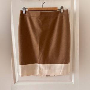 J. Crew camel & ivory Wool pencil skirt, size 10